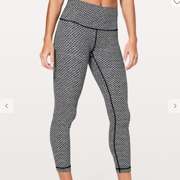 Lululemon Wunder Under High Rise Tight High Times Capri Womens Sz 6 Black White - Picture 1 of 5